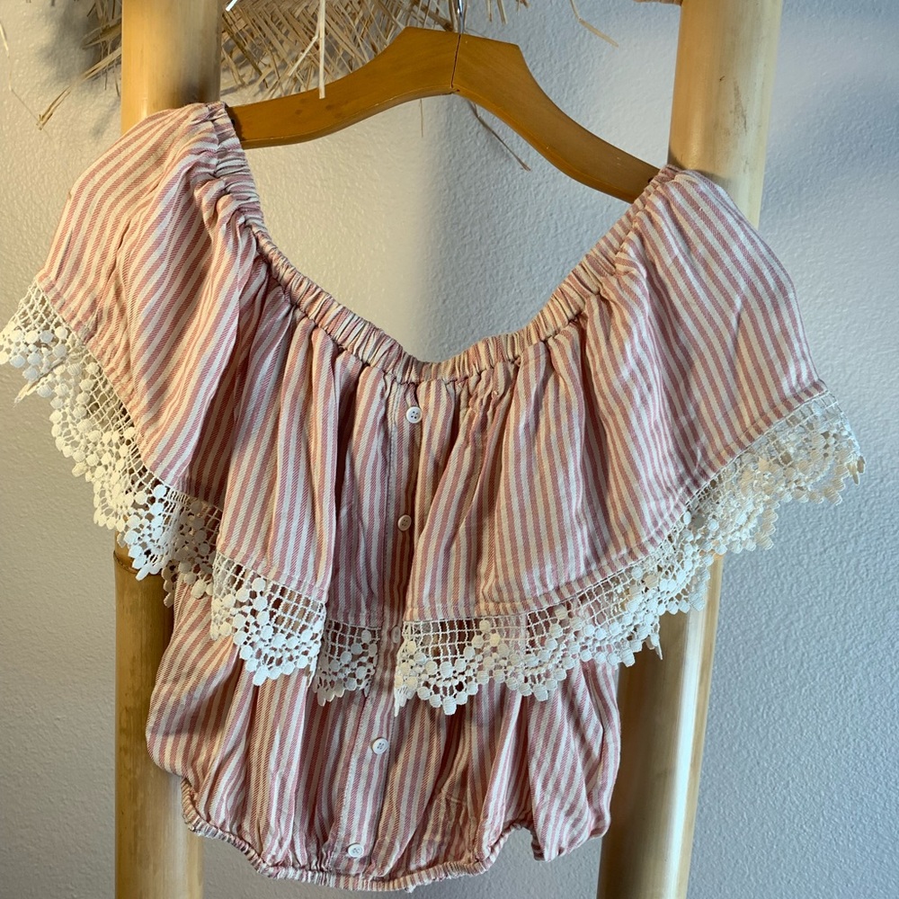 Crop off the shoulder top- pink- Nordstrom brand